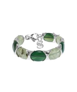 Gioielli Athena Gioielli | New Positano Bracciale In Argento Naturale Con Agata Verde E Prenite