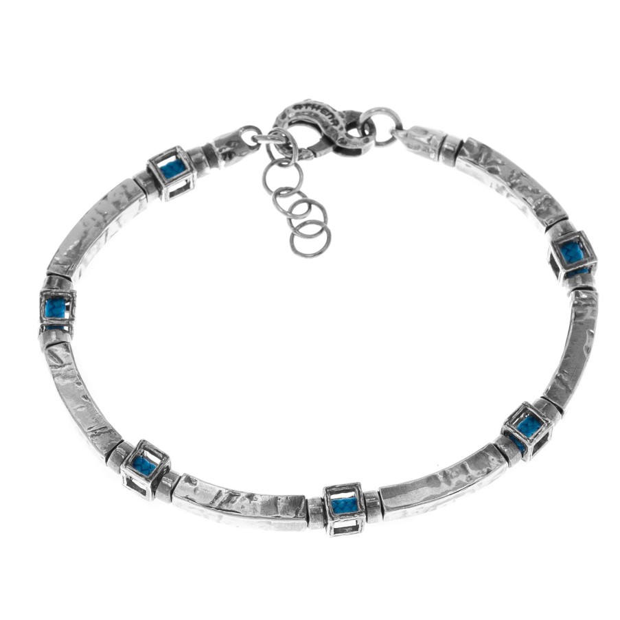 Man Athena Gioielli | New Soulman Bracciale Uomo In Argento Brunito E Tessuto Nautico