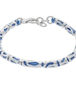 Man Athena Gioielli | Soulman Bracciale In Argento Naturale E Cordino Azzurro