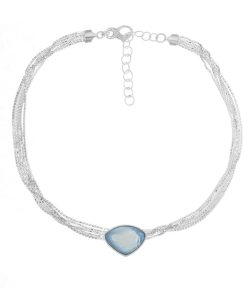 Gioielli Athena Gioielli | Riviera Collana In Argento Naturale E Madreperla Azzurra