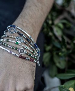 Man Athena Gioielli | Soulman Bracciale In Argento Brunito E Pietre