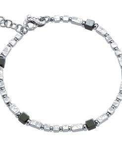 Man Athena Gioielli | Soulman Bracciale In Argento Naturale Ed Ematite