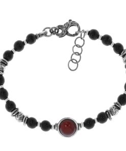 Man Athena Gioielli | New Soulman Bracciale Uomo In Argento Brunito E Pietre