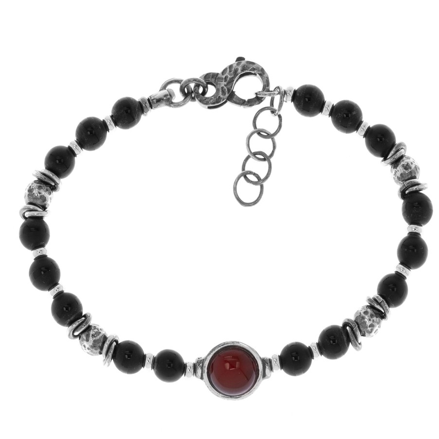 Man Athena Gioielli | New Soulman Bracciale Uomo In Argento Brunito E Pietre