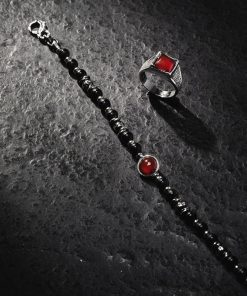 Man Athena Gioielli | New Soulman Bracciale Uomo In Argento Brunito E Pietre