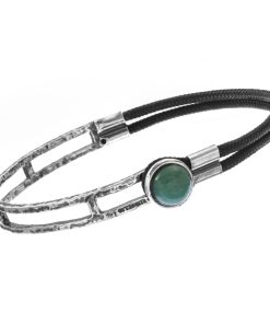 Man Athena Gioielli | Soulman Bracciale In Argento Brunito E Avventurina Verde