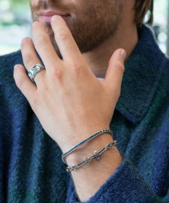 Man Athena Gioielli | Soulman Bracciale Uomo In Argento Brunito E Pietre