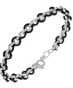 Man Athena Gioielli | Soulman Bracciale Uomo In Argento Naturale E Tessuto Nautico