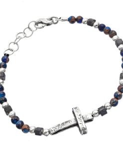 Man Athena Gioielli | Soulman Bracciale Uomo In Argento Brunito E Pietre