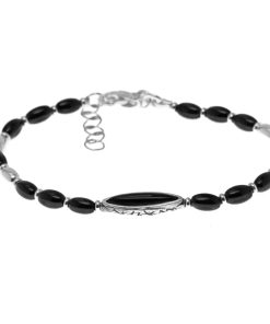 Man Athena Gioielli | New Soulman Bracciale Uomo In Argento Brunito E Pietre