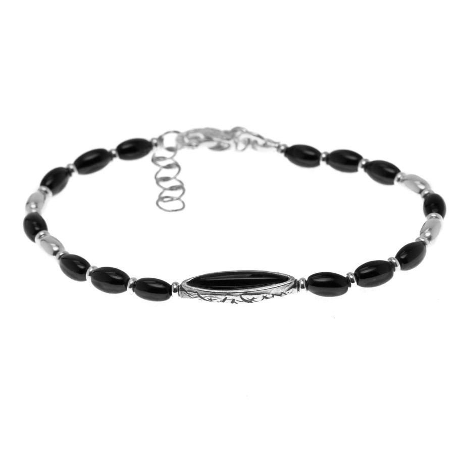 Man Athena Gioielli | New Soulman Bracciale Uomo In Argento Brunito E Pietre