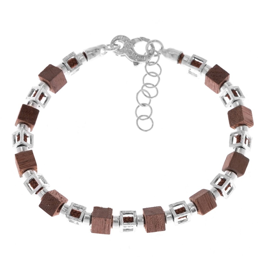 Man Athena Gioielli | New Soulman Bracciale Uomo In Argento Brunito E Legno