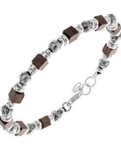 Man Athena Gioielli | Soulman Bracciale Uomo In Argento Naturale, Brunito E Legno