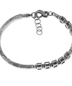 Man Athena Gioielli | New Soulman Bracciale Uomo In Argento Brunito E Tessuto Nautico