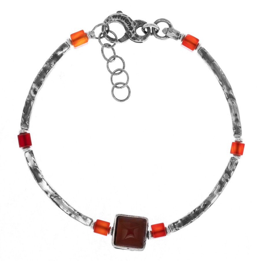 Man Athena Gioielli | New Soulman Bracciale Uomo In Argento Brunito E Pietre