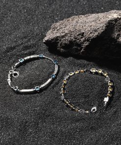 Man Athena Gioielli | New Soulman Bracciale Uomo In Argento Brunito E Tessuto Nautico