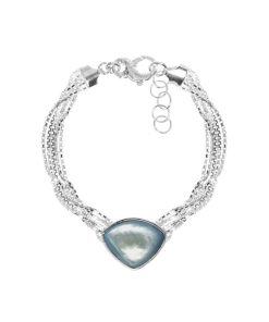 Gioielli Athena Gioielli | Riviera Bracciale In Argento Naturale E Madreperla Azzurra