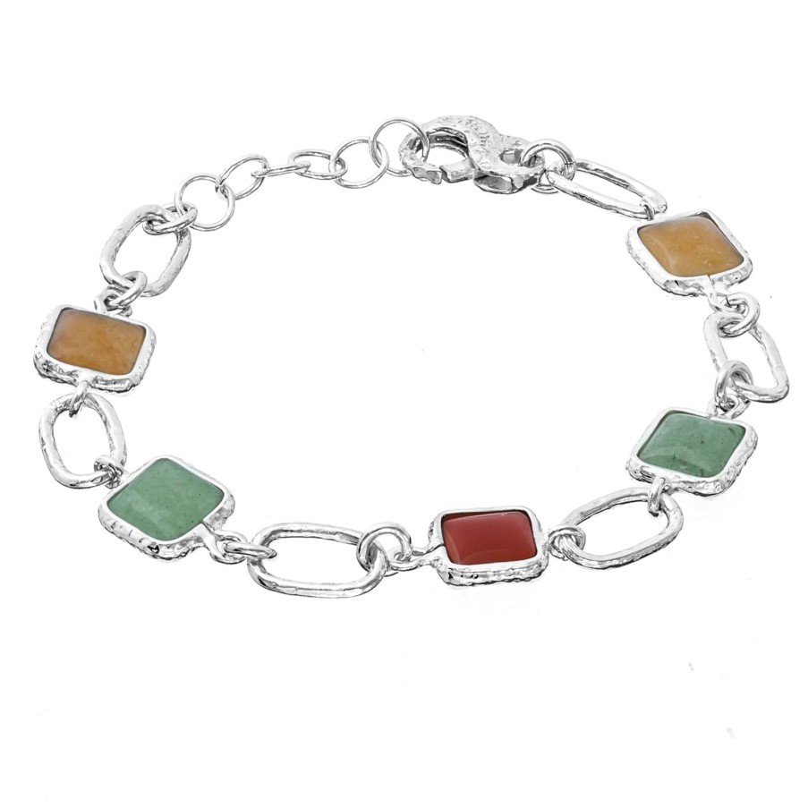 Gioielli Athena Gioielli | Mediterranea Petite Bracciale In Argento Naturale E Pietre