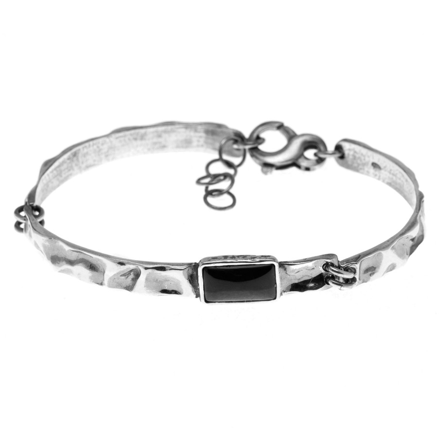 Man Athena Gioielli | New Soulman Bracciale Uomo In Argento Brunito E Pietre