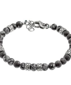 Man Athena Gioielli | Soulman Bracciale In Argento Brunito E Snowflake